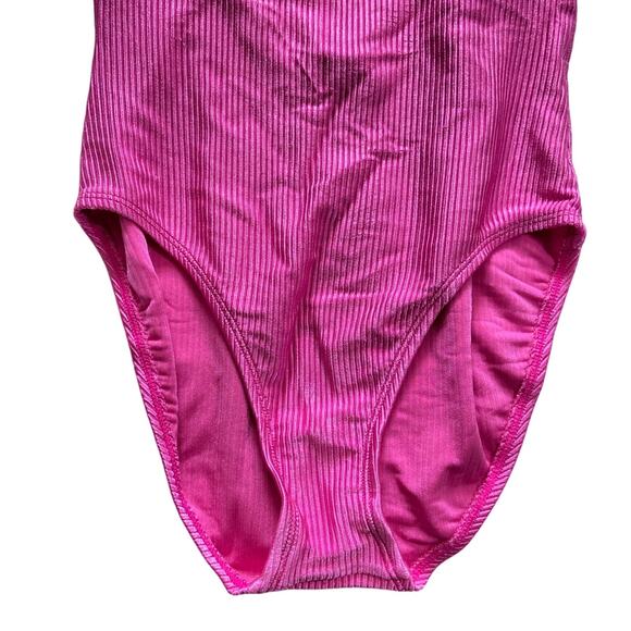 Vintage Catalina 90s Baywatch Ribbed Scoop Back One Piece Swimsuit Pink Sz Large - Picture 5 of 6